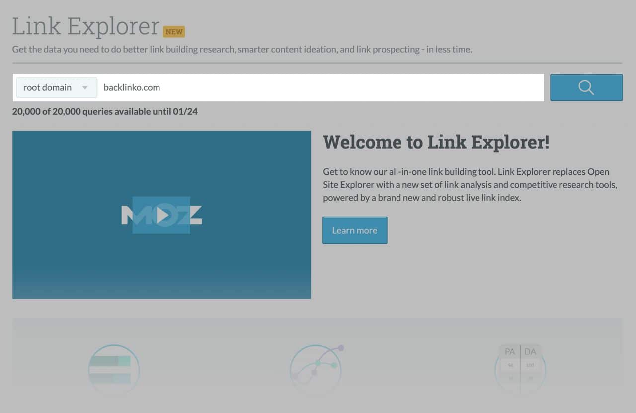 moz link explorer enter url